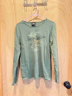 Harley-Davidson Olive Green Long Sleeve Fleur-de-Lis Tee